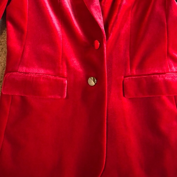 Calvin Klein  red velvet blazer -4 - Picture 3 of 7